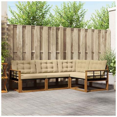 Set di divani con cuscino 4 pcs Naturale e Beige - Foto 2