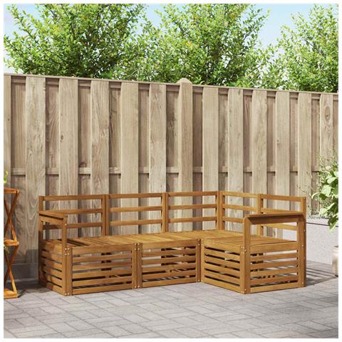 Set divani 4 pcs Naturale Legno di Acacia Massello - Foto 2
