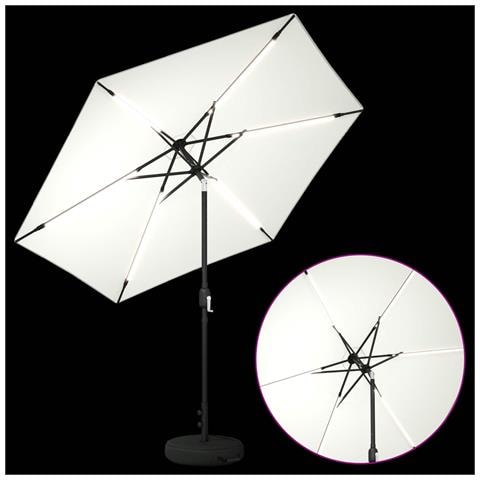 Parasol da Giardino con Luci LED 270 x 270 cm Poliestere Crema - Foto 2
