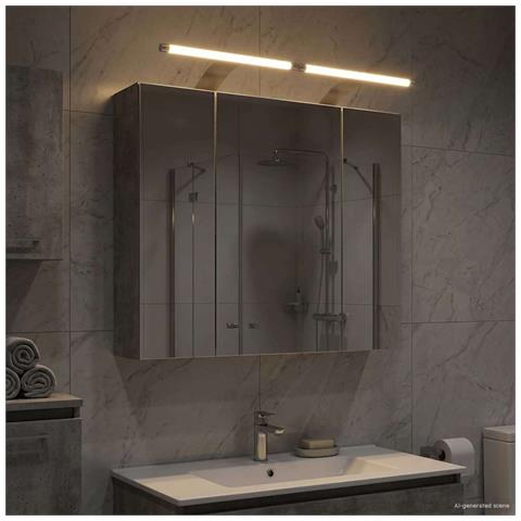 Mobiletto per specchio da bagno Grigio cemento - Foto 2