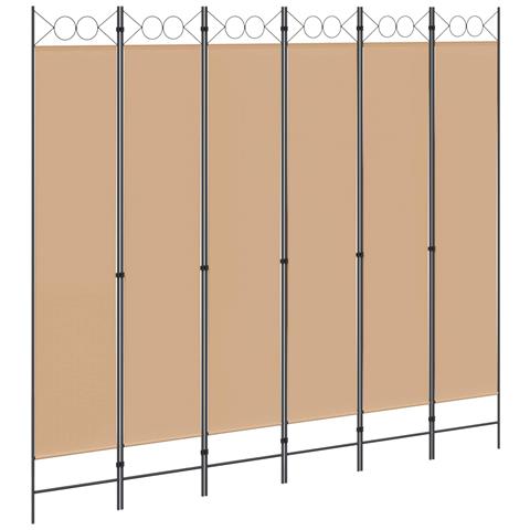 Divisore per Stanza a 6 Pannelli Beige 240 x 220 cm Tessuto - Foto 1