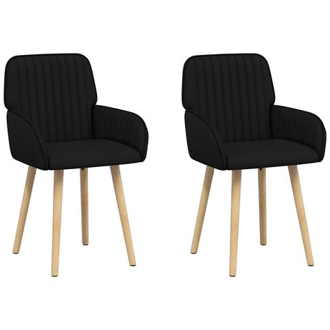 Sedie da pranzo 2 pcs Tessuto Nero 56,5 x 50 x 87,5 cm - Foto 1