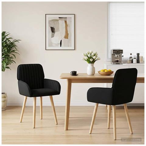 Sedie da pranzo 2 pcs Tessuto Nero 56,5 x 50 x 87,5 cm - Foto 2