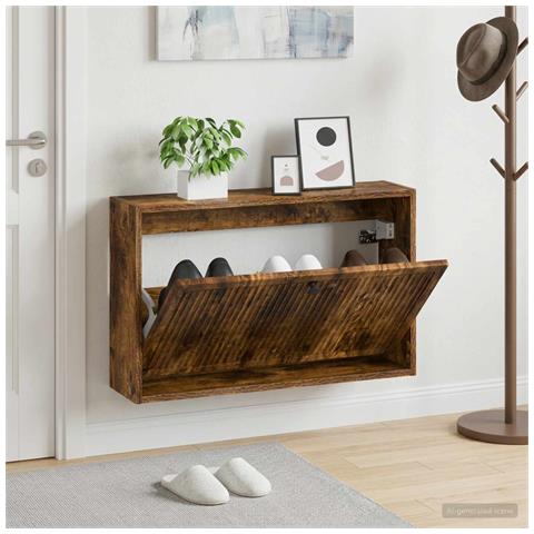 Mobiletto per Scarpe da Muro EDE 71 x 17 x 43 cm Rovere Fumo - Foto 2