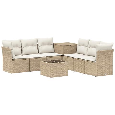 Set di divani 8 pz Beige e Bianco Crema - Foto 1