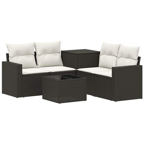 Set di divani 6 pz Nero e Bianco Crema - Foto 1