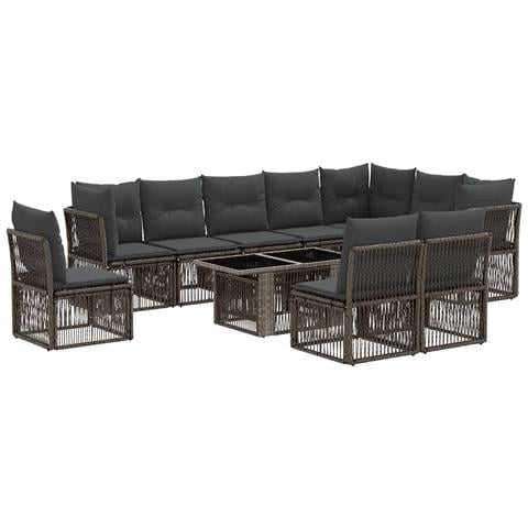 Set Divano da Giardino 11 pz Grigio polyrattan - Foto 1
