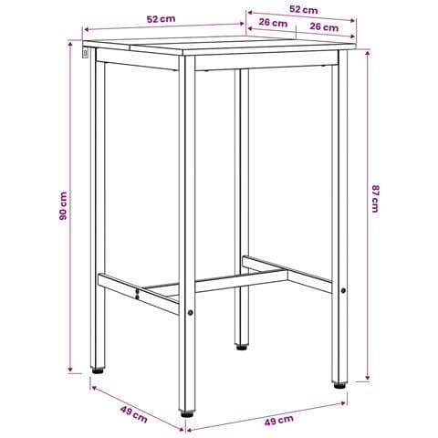 Tavolo da bar 52 x 52 x 90 cm Legno ingegnerizzato Rovere Nero - Foto 6