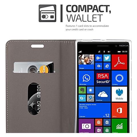 Custodia Compatibile Con Nokia Lumia 830 In Grigio Chiaro Marrone - Coperchio Protettiva Con Chiusura Magnetica, Funzione Stand E Tasca Per Le Carte - Foto 2
