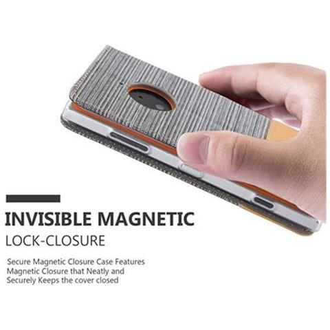 Custodia Compatibile Con Nokia Lumia 830 In Grigio Chiaro Marrone - Coperchio Protettiva Con Chiusura Magnetica, Funzione Stand E Tasca Per Le Carte - Foto 9