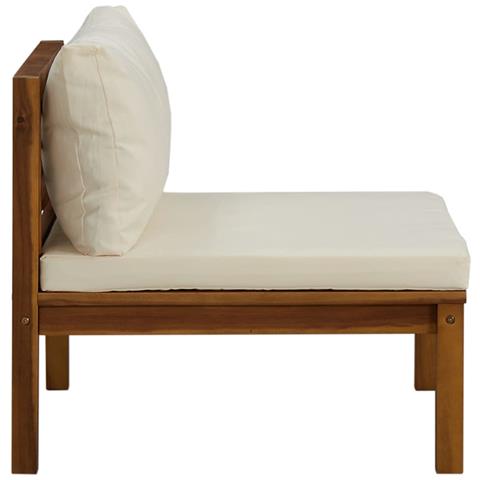 Divano Centrale Modulare Cuscini Bianco Crema In Legno D'acacia - Foto 2