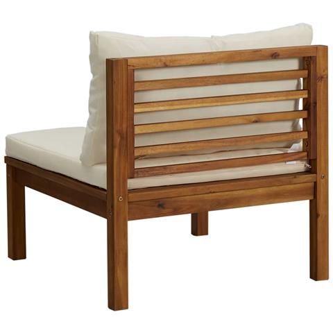 Divano Centrale Modulare Cuscini Bianco Crema In Legno D'acacia - Foto 5