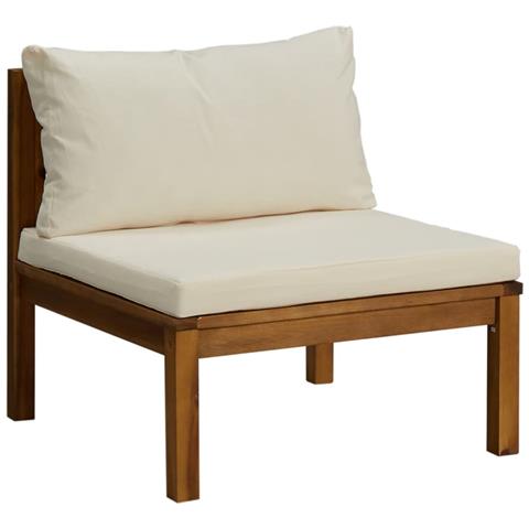 Divano Centrale Modulare Cuscini Bianco Crema In Legno D'acacia - Foto 1