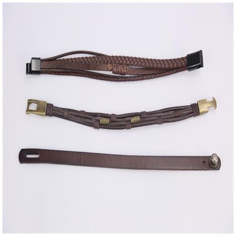 Bracciale In Pelle Set Con 3 Pezzi Darkbrown - Foto 14