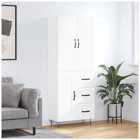 Credenza Bianca 69,5x34x180 Cm In Legno Multistrato - Foto 6