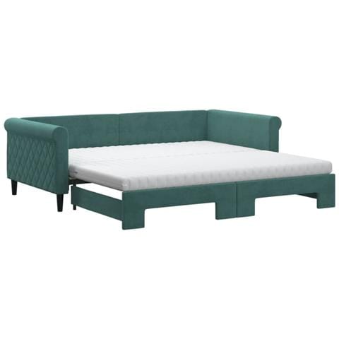 Divano Letto Estraibile Materassi Verde Scuro 100x200 Velluto - Foto 1