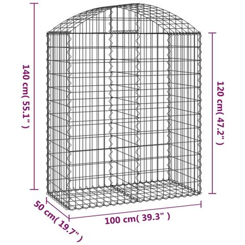 Cesto Gabbione Ad Arco 100x50x120/140 Cm Ferro Zincato - Foto 4
