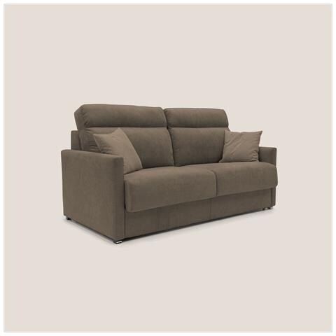 Margot Divano Letto Matrimoniale con Schienale Morbido Alto in Tessuto T02 156L x 97P x 102H cm Marrone - Foto 1