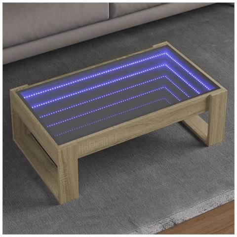Tavolino Da Salotto Con Led Infinity Rovere Sonoma 90x53x30 Cm - Foto 1