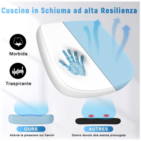 Sedia Da Ufficio Con Supporto Lombare, Sedia Ufficio Ergonomica Con Braccioli Regolabili In Rete Traspirante, Poltrona Da Ufficio Altezza Regolabile E Schienale Inclinabile, Bleu - Foto 7