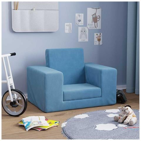 Divano per Bambini Blu in Morbido Peluche - Foto 10
