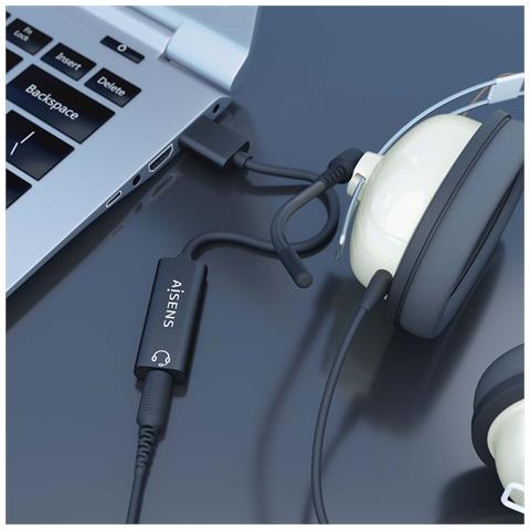 AISENS A106-0770, USB-A, 3,5 mm, 0,1 m, Nero - Foto 2