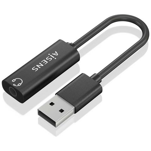 AISENS A106-0770, USB-A, 3,5 mm, 0,1 m, Nero - Foto 1