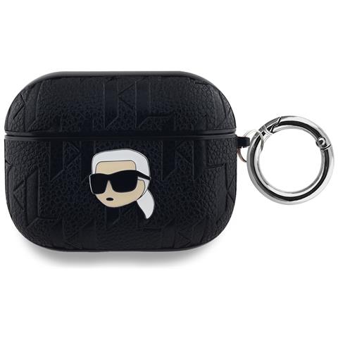 Custodia Per Airpods Pro Monogram Con Design A Testa Di Karl In Rilievo, Nero - Foto 1