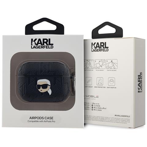 Custodia Per Airpods Pro Monogram Con Design A Testa Di Karl In Rilievo, Nero - Foto 3