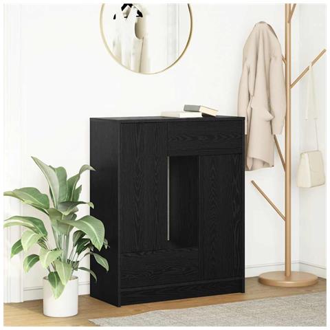 Credenza con Cassetti e Ante Rovere Nero 73x31x90 cm - Foto 1