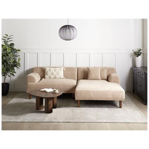 Divano Angolare 3 Posti Holt Tessuto Beige Lato Sinistro - Foto 1