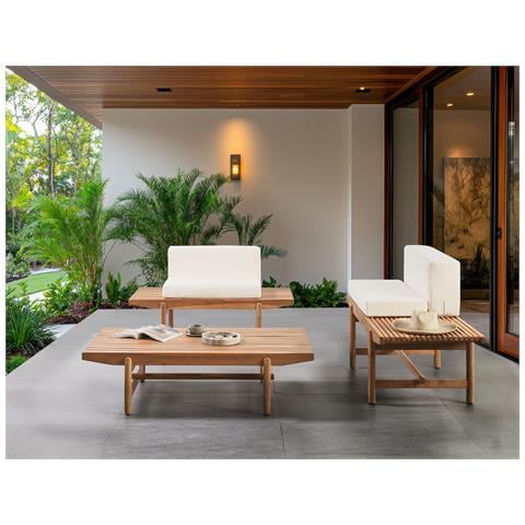 Set Da Giardino Con Tavolo 2 Posti Giaveno Legno D'acacia Bianco Sporco - Foto 1