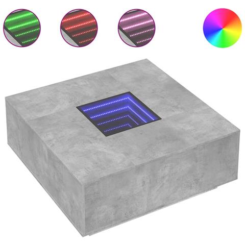 Tavolino Salotto Con Led Infinity Grigio Cemento 100x100x40 Cm - Foto 2