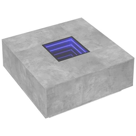 Tavolino Salotto Con Led Infinity Grigio Cemento 100x100x40 Cm - Foto 3