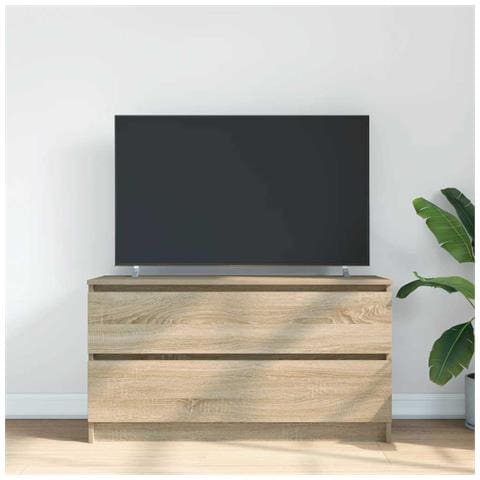 Mobile Porta Tv Rovere Sonoma 100x35x54 Cm In Legno Multistrato - Foto 3