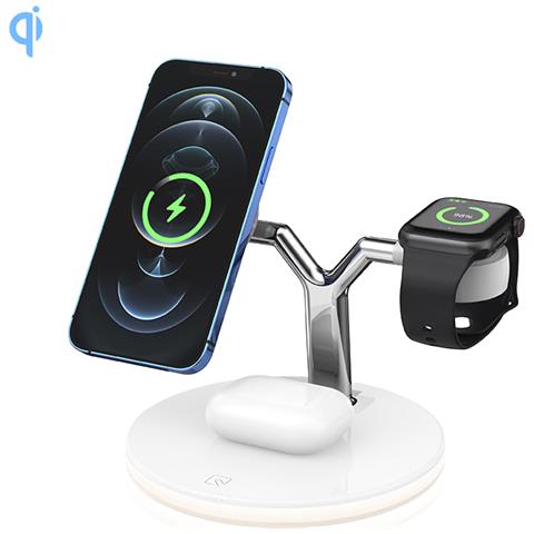 Stazione Di Ricarica Rapida 3 In 1 Wireless Qi, Magsafe, Supporta Qc3.0 E Pd. Per Apple Watch, Airpods E Iphone Compatibile Con Magsafe. - Foto 1