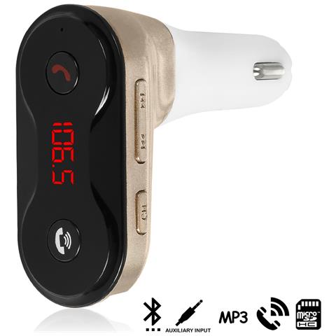 Carc8 Vivavoce Bluetooth Per Auto Con Trasmettitore Fm 7x9x3 Cm. Colore: Oro - Foto 1