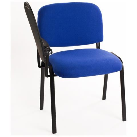 Set Di 6 Sedie Impilabili In Tessuto Blu Con Ribaltina Scrittoio Tavoletta Per Studio Sala Conferenza Convegni - Foto 3