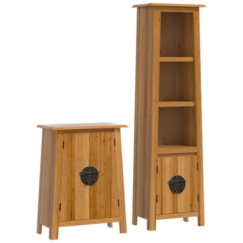 Set Mobili Da Bagno 2 Pz In Legno Massello Di Pino - Foto 1