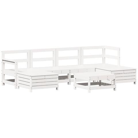 Set Divani Da Giardino 7 Pz Bianco In Legno Massello Di Pino - Foto 1