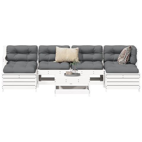 Set Divani Da Giardino 7 Pz Bianco In Legno Massello Di Pino - Foto 8