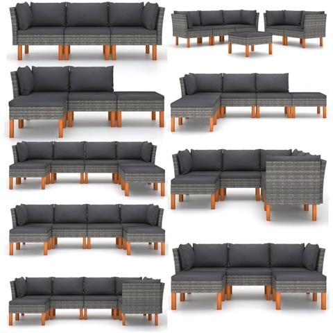 Poltrona Angolare In Polyrattan E Massello Di Eucalipto - Foto 6