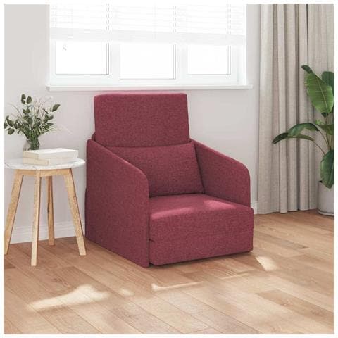 Divano letto a pavimento 2 in 1 rosso vino 65x80x83 cm tessuto - Foto 2