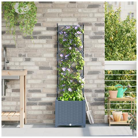 Fioriera da giardino con traliccio grigio chiaro 40x40x143 cm - Foto 2