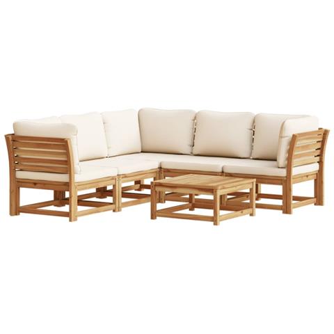 Set Salotto da Giardino 6 pz con Cuscini in Massello di Acacia - Foto 1