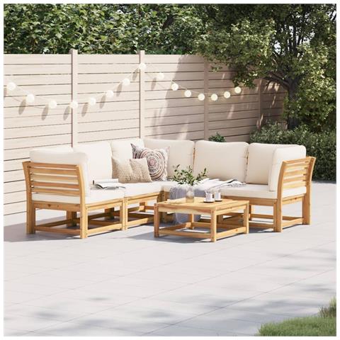 Set Salotto da Giardino 6 pz con Cuscini in Massello di Acacia - Foto 2