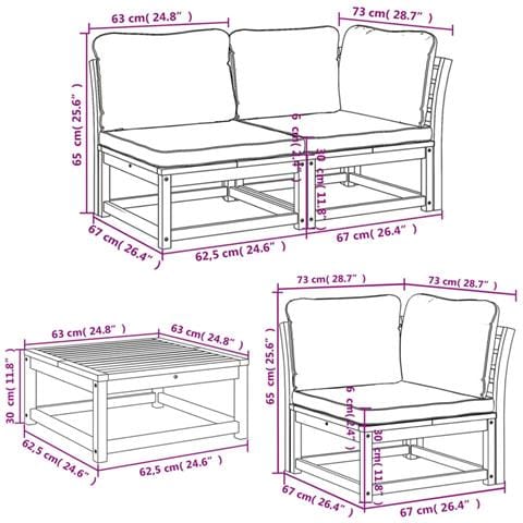 Set Salotto da Giardino 6 pz con Cuscini in Massello di Acacia - Foto 9