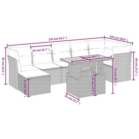 Set Divani da Giardino con Cuscini 8 pz Nero in Polyrattan - Foto 4