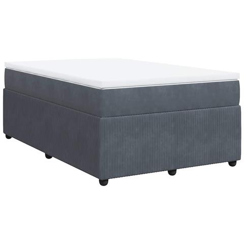 Giroletto a Molle con Materasso Grigio Scuro 120x190 cm Velluto - Foto 1