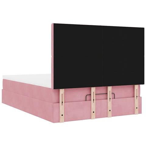 Struttura Letto Pouf con Materassi Rosa 140x190 cm in Velluto - Foto 9